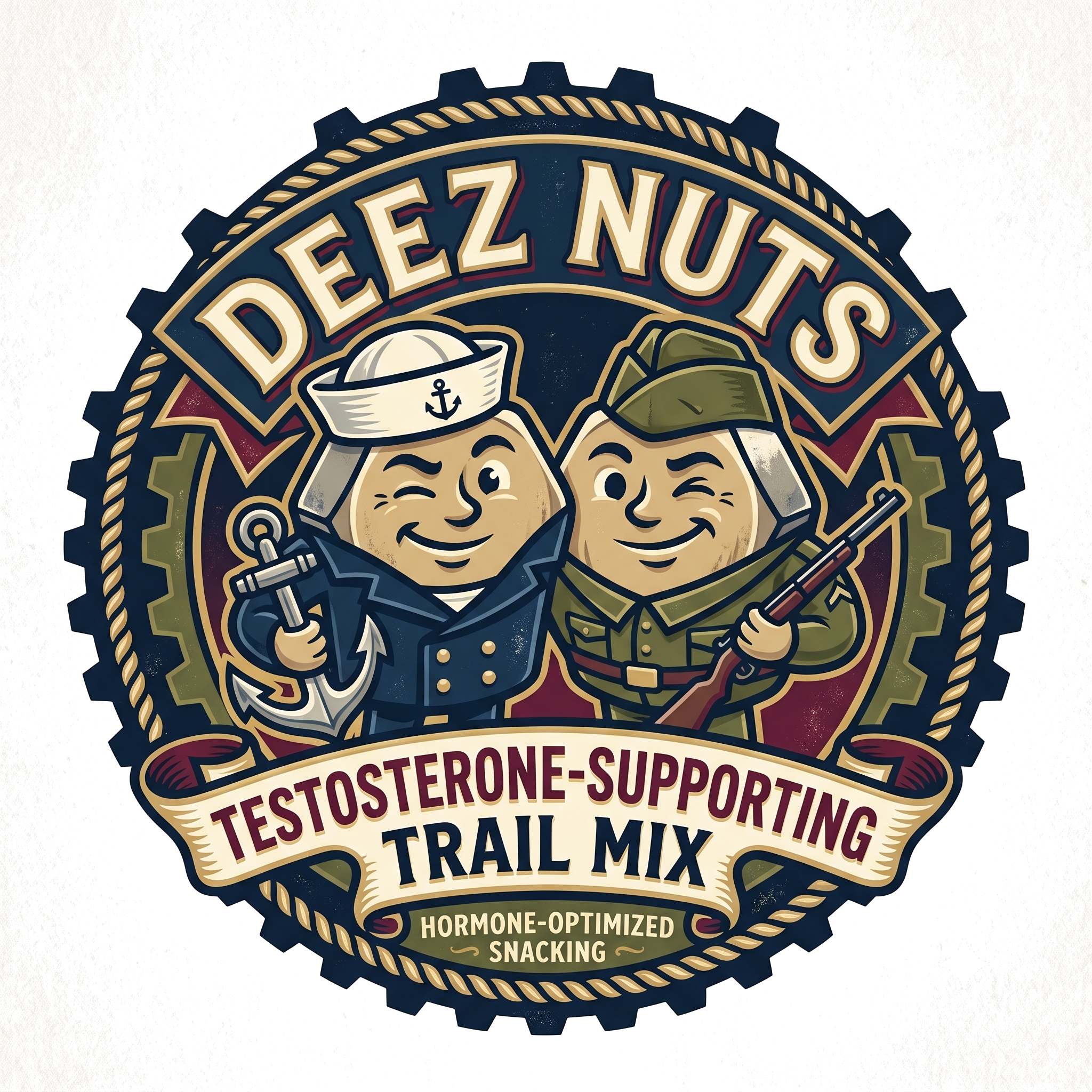 Deez Nuts Navy and Army Mascot