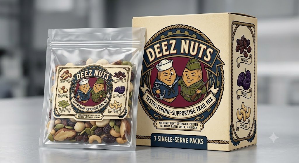 Deez Nuts box and bag package showcase